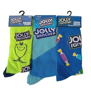 Jolly Rancher Candy Food Novelty 3 Pair Mens Adult Size 6-12 Crew Socks NWT